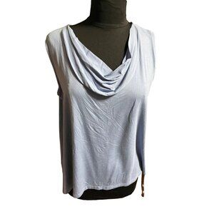 NWT light blue orange fashion bamboo cowlneck tank top